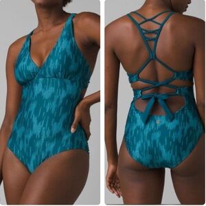 PRANA NWT ATALIA ONE PIECE SWIMSUIT DEEP VERDE IKAT EXTRA SMALL